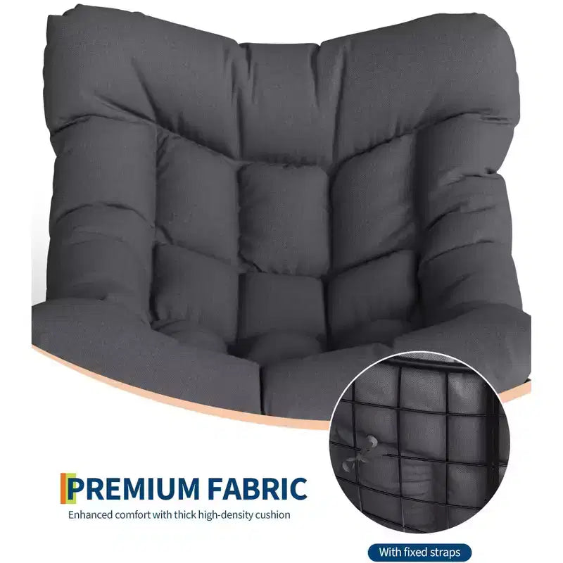 Fauteuil à bascule d'extérieur surdimensionné, Rocker moderne en métal avec coussin, Chaise Papasan supportant 158 kg pour balcon et chambre