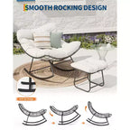 Fauteuil à bascule d'extérieur surdimensionné, Rocker moderne en métal avec coussin, Chaise Papasan supportant 158 kg pour balcon et chambre