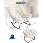 Fauteuil à bascule d'extérieur surdimensionné, Rocker moderne en métal avec coussin, Chaise Papasan supportant 158 kg pour balcon et chambre