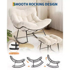 Fauteuil à bascule d'extérieur surdimensionné, Rocker moderne en métal avec coussin, Chaise Papasan supportant 158 kg pour balcon et chambre