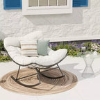 Fauteuil à bascule d'extérieur surdimensionné, Rocker moderne en métal avec coussin, Chaise Papasan supportant 158 kg pour balcon et chambre