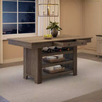 Table de salle à manger de ferme pour 4-6 personnes, table de cuisine en bois hauteur comptoir avec étagères de rangement et tiroir pour salle à manger d'appartement