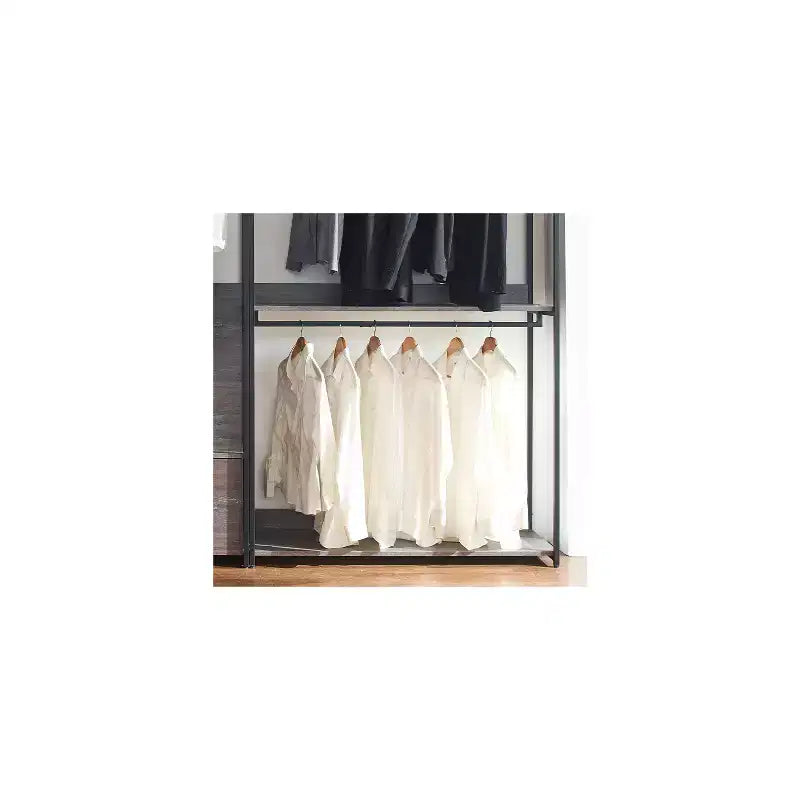 Système de rangement de dressing noir en bois composite avec bacs de rangement - 77,7"H x 111"L
