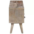 Meuble TV gris et brun miel, en bois de manguier massif avec finition vieillie, 130 cm