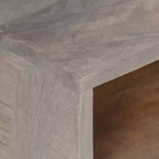 Meuble TV gris et brun miel, en bois de manguier massif avec finition vieillie, 130 cm