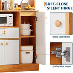 Bahut de cuisine en bois, grand buffet de rangement, armoire de cuisine autoportante avec tiroirs et étagères réglables