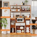 Bahut de cuisine en bois, grand buffet de rangement, armoire de cuisine autoportante avec tiroirs et étagères réglables