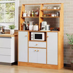 Bahut de cuisine en bois, grand buffet de rangement, armoire de cuisine autoportante avec tiroirs et étagères réglables
