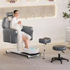 Fauteuil Pédicure Inclinable avec Tabouret, Repose-Pieds & Bassine de Massage, Poste de Pédicure à Vérin Hydraulique pour Technicien Ongulaire, Fauteuil Spa pour Pieds Pivotant