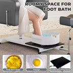 Fauteuil Pédicure Inclinable avec Tabouret, Repose-Pieds & Bassine de Massage, Poste de Pédicure à Vérin Hydraulique pour Technicien Ongulaire, Fauteuil Spa pour Pieds Pivotant