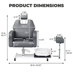 Fauteuil Pédicure Inclinable avec Tabouret, Repose-Pieds & Bassine de Massage, Poste de Pédicure à Vérin Hydraulique pour Technicien Ongulaire, Fauteuil Spa pour Pieds Pivotant