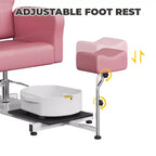 Fauteuil Pédicure Inclinable avec Tabouret, Repose-Pieds & Bassine de Massage, Poste de Pédicure à Vérin Hydraulique pour Technicien Ongulaire, Fauteuil Spa pour Pieds Pivotant
