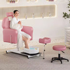 Fauteuil Pédicure Inclinable avec Tabouret, Repose-Pieds & Bassine de Massage, Poste de Pédicure à Vérin Hydraulique pour Technicien Ongulaire, Fauteuil Spa pour Pieds Pivotant