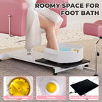 Fauteuil Pédicure Inclinable avec Tabouret, Repose-Pieds & Bassine de Massage, Poste de Pédicure à Vérin Hydraulique pour Technicien Ongulaire, Fauteuil Spa pour Pieds Pivotant
