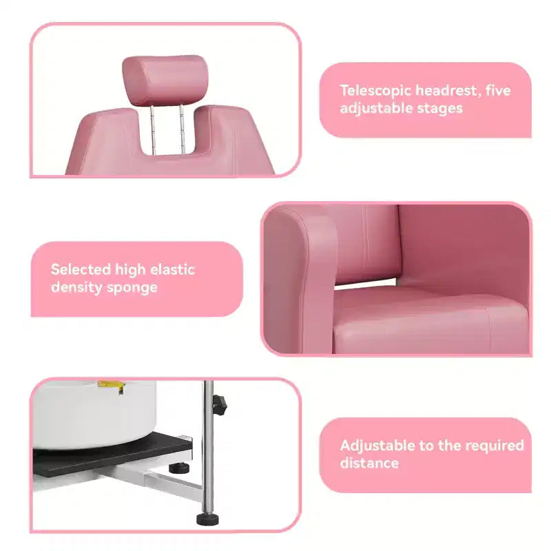 Fauteuil Pédicure Inclinable avec Tabouret, Repose-Pieds & Bassine de Massage, Poste de Pédicure à Vérin Hydraulique pour Technicien Ongulaire, Fauteuil Spa pour Pieds Pivotant