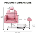 Fauteuil Pédicure Inclinable avec Tabouret, Repose-Pieds & Bassine de Massage, Poste de Pédicure à Vérin Hydraulique pour Technicien Ongulaire, Fauteuil Spa pour Pieds Pivotant