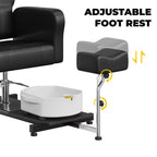 Fauteuil Pédicure Inclinable avec Tabouret, Repose-Pieds & Bassine de Massage, Poste de Pédicure à Vérin Hydraulique pour Technicien Ongulaire, Fauteuil Spa pour Pieds Pivotant