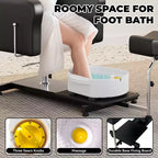 Fauteuil Pédicure Inclinable avec Tabouret, Repose-Pieds & Bassine de Massage, Poste de Pédicure à Vérin Hydraulique pour Technicien Ongulaire, Fauteuil Spa pour Pieds Pivotant