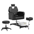 Reclining Pedicure Chair with Stool, Footrest & Massage Foot Basin, Hydraulic Lift Pedicure Station for Nail Tech, Swivel Foot Spa Chair