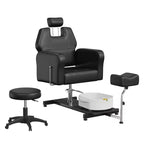 Reclining Pedicure Chair with Stool, Footrest & Massage Foot Basin, Hydraulic Lift Pedicure Station for Nail Tech, Swivel Foot Spa Chair