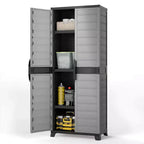 Costway Plastic Storage Cabinet 68 H Vertical Storage Shelving Unit for Office Gray