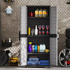 Armoire de rangement en plastique de 173 cm de haut, unité d'étagères de rangement verticale pour bureau, gris