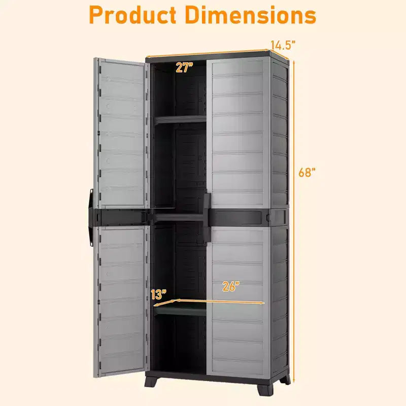 Armoire de rangement en plastique de 173 cm de haut, unité d'étagères de rangement verticale pour bureau, gris