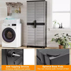 Armoire de rangement en plastique de 173 cm de haut, unité d'étagères de rangement verticale pour bureau, gris
