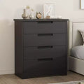 4 Drawer Dresser for Bedroom, Black Chest of Drawers with Embedded Handles Design, Wooden Dresser Organizer