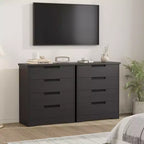 Commode à 4 tiroirs pour chambre à coucher, commode noire avec poignées encastrées, organisateur de commode en bois