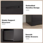 Commode à 4 tiroirs pour chambre à coucher, commode noire avec poignées encastrées, organisateur de commode en bois