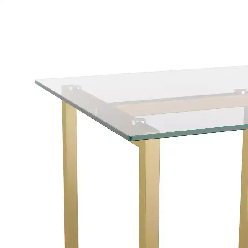 Bureau à plateau en verre et cadre métallique pour télétravail