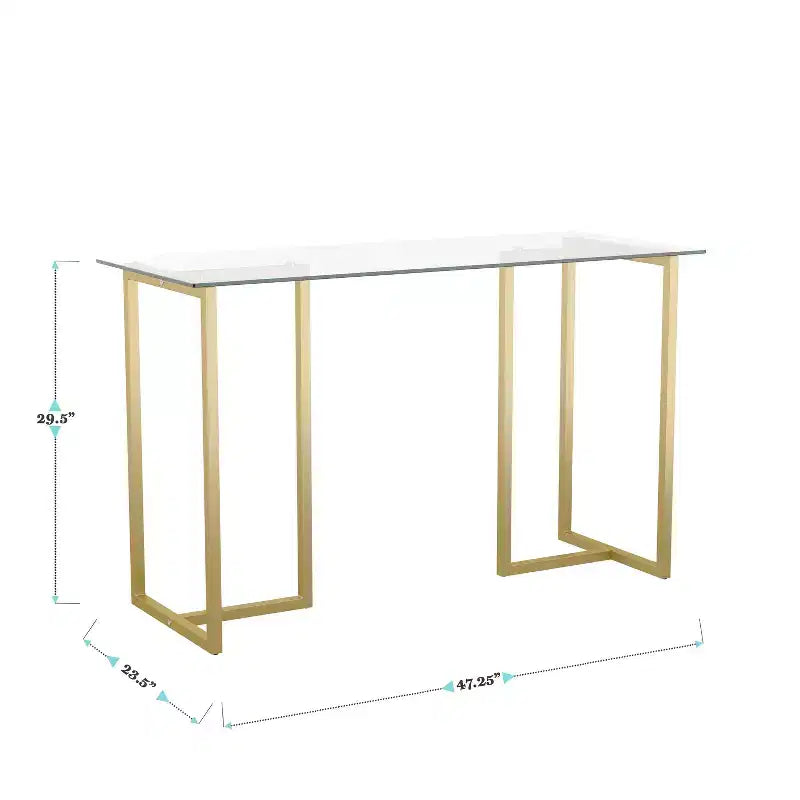 Bureau à plateau en verre et cadre métallique pour télétravail