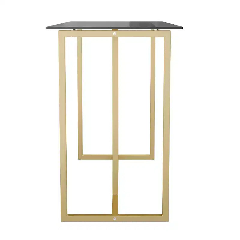 Bureau à plateau en verre et cadre métallique pour télétravail