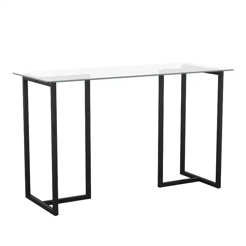 Martha Stewart Eli Home Office Glass Top Desk with Metal Frame
