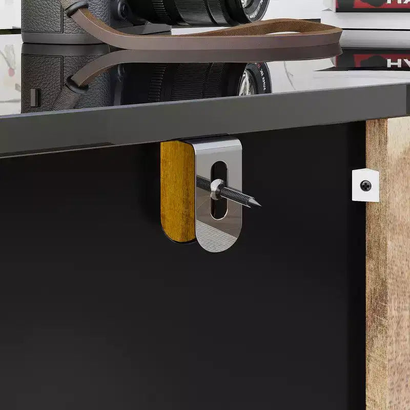 Vitrine de style industriel avec 8 lumières LED et 4 tiroirs, organisateur multi-rangements avec portes en verre, marron rustique et noir