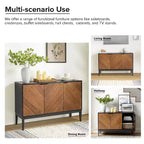 Buffet de rangement moderne de 47 po de largeur avec pieds réglables en métal noir, noir