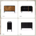 Buffet de rangement moderne de 47 po de largeur avec pieds réglables en métal noir, noir