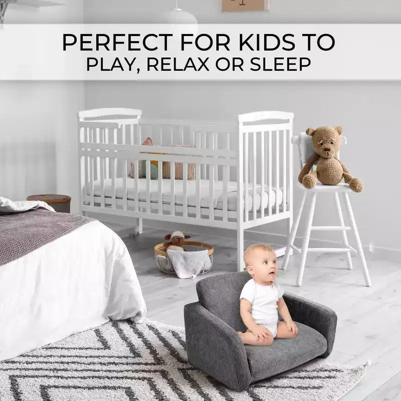 Fauteuil Enfant Confortable pour Tout-petits - Causeuse en Mousse à Mémoire de Forme 2-en-1 qui se Déplie en Canapé Douillet pour la Sieste - Canapé Pliant Moderne pour les Petits
