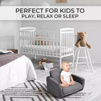 Fauteuil Enfant Confortable pour Tout-petits - Causeuse en Mousse à Mémoire de Forme 2-en-1 qui se Déplie en Canapé Douillet pour la Sieste - Canapé Pliant Moderne pour les Petits
