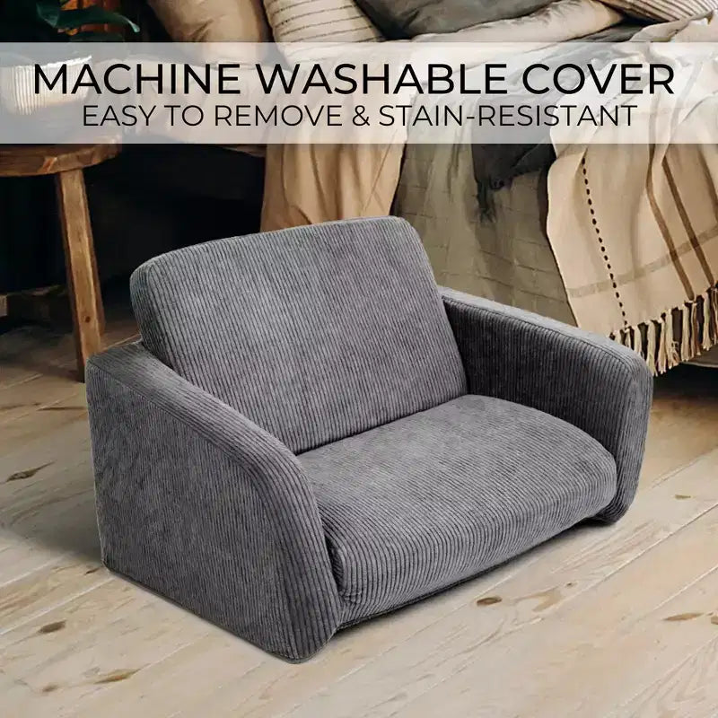 Fauteuil Enfant Confortable pour Tout-petits - Causeuse en Mousse à Mémoire de Forme 2-en-1 qui se Déplie en Canapé Douillet pour la Sieste - Canapé Pliant Moderne pour les Petits