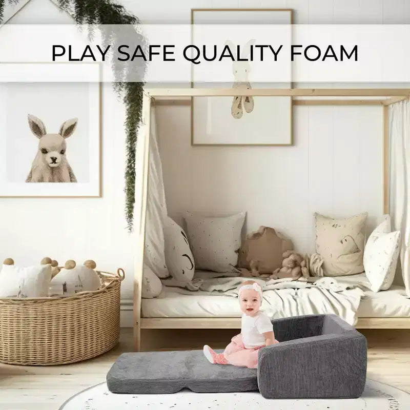 Fauteuil Enfant Confortable pour Tout-petits - Causeuse en Mousse à Mémoire de Forme 2-en-1 qui se Déplie en Canapé Douillet pour la Sieste - Canapé Pliant Moderne pour les Petits