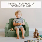 Fauteuil Enfant Confortable pour Tout-petits - Causeuse en Mousse à Mémoire de Forme 2-en-1 qui se Déplie en Canapé Douillet pour la Sieste - Canapé Pliant Moderne pour les Petits