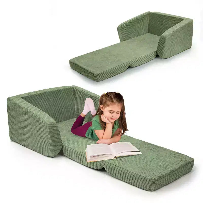 Fauteuil Enfant Confortable pour Tout-petits - Causeuse en Mousse à Mémoire de Forme 2-en-1 qui se Déplie en Canapé Douillet pour la Sieste - Canapé Pliant Moderne pour les Petits