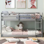Okak 79.3IN Twin-Over-Twin Bunk Bed with Ladder, Kids Bunk Beds with Safety Guardrail, Bed Frames for Kids Room, Play Room, Gray