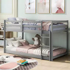 Lits superposés jumeaux de 79,3 pouces avec échelle, lits superposés pour enfants avec garde-corps de sécurité, cadres de lit pour chambre d'enfant, salle de jeux, gris