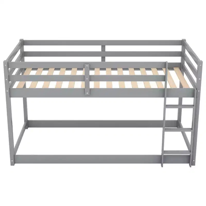 Lits superposés jumeaux de 79,3 pouces avec échelle, lits superposés pour enfants avec garde-corps de sécurité, cadres de lit pour chambre d'enfant, salle de jeux, gris