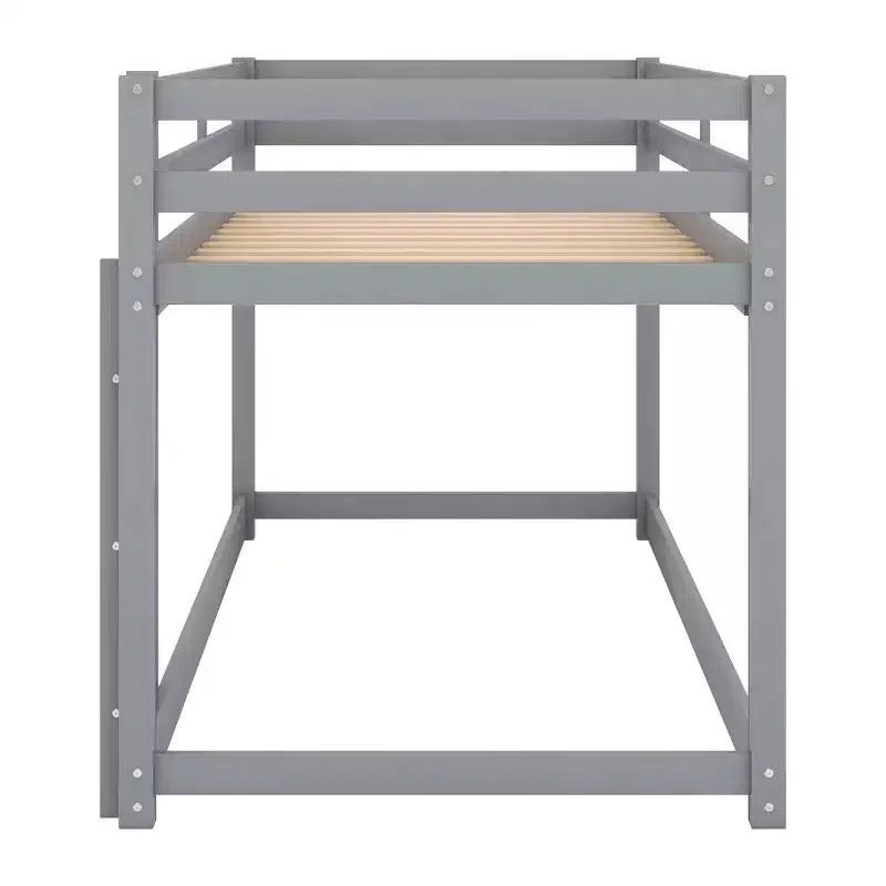 Lits superposés jumeaux de 79,3 pouces avec échelle, lits superposés pour enfants avec garde-corps de sécurité, cadres de lit pour chambre d'enfant, salle de jeux, gris