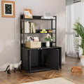 Large Cat Litter Box Enclosure with Storage, 52in Cat House Furniture with Scratching Mat and 2 Shelves