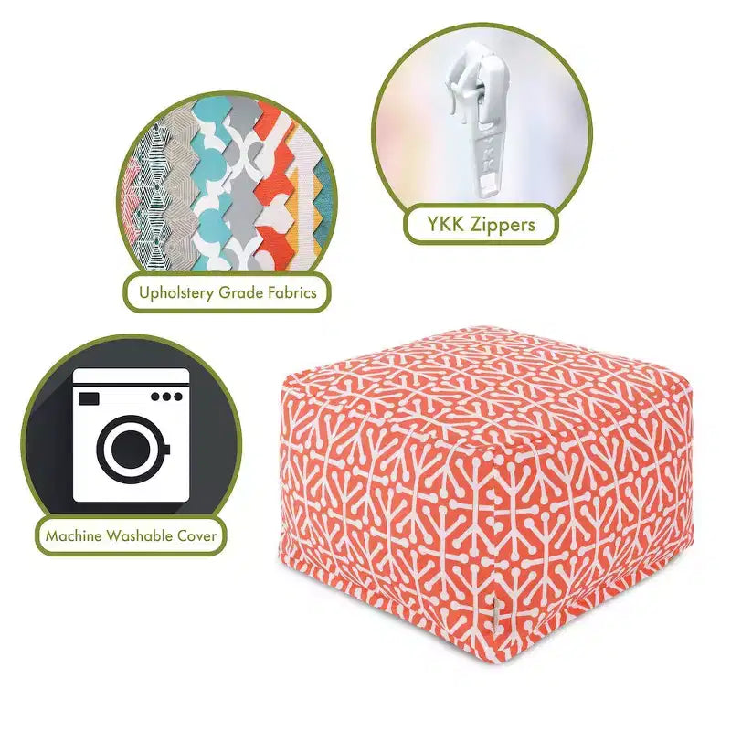 Pouffe Ottoman, Repose-Pieds Rectangulaire et Siège d'Appoint, Motif Aruba